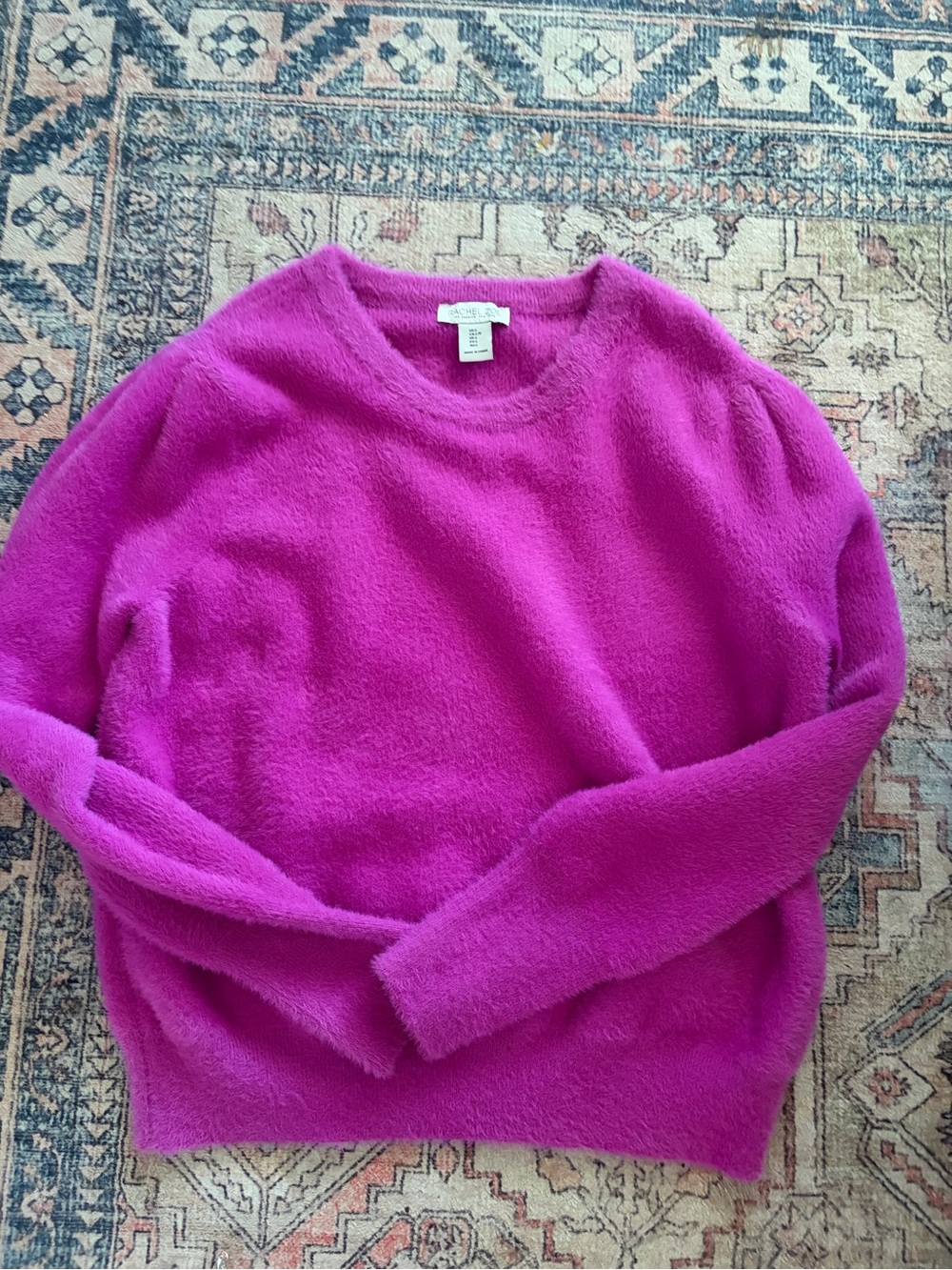 Rachel Zoe Women's Fuchsia Crewneck Fuzzy Sweater